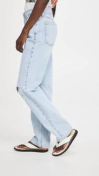 GOOD AMERICAN Mid Rise Straight Leg 90's Jean in blue - women's jeans - view 4