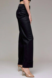 HIDDEN Cuffed Straight Jean in black coated - women's jeans - alternate view