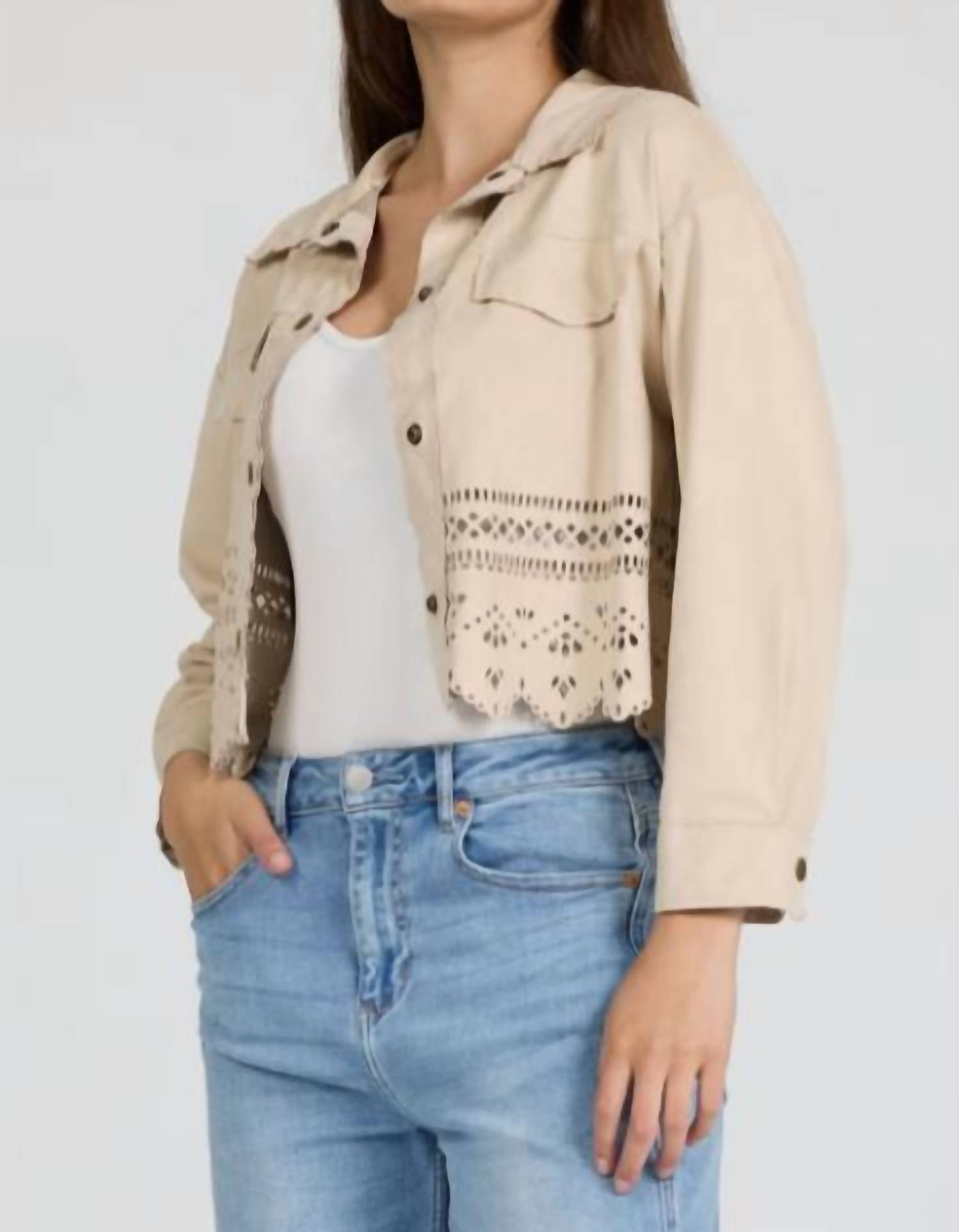Dear John Denim - Retta Faux Suede Laser Cut Shirt