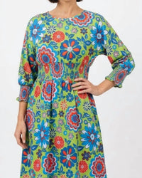 Multiples - Dolman Sleeve Wide Neck Needle Waist Dress