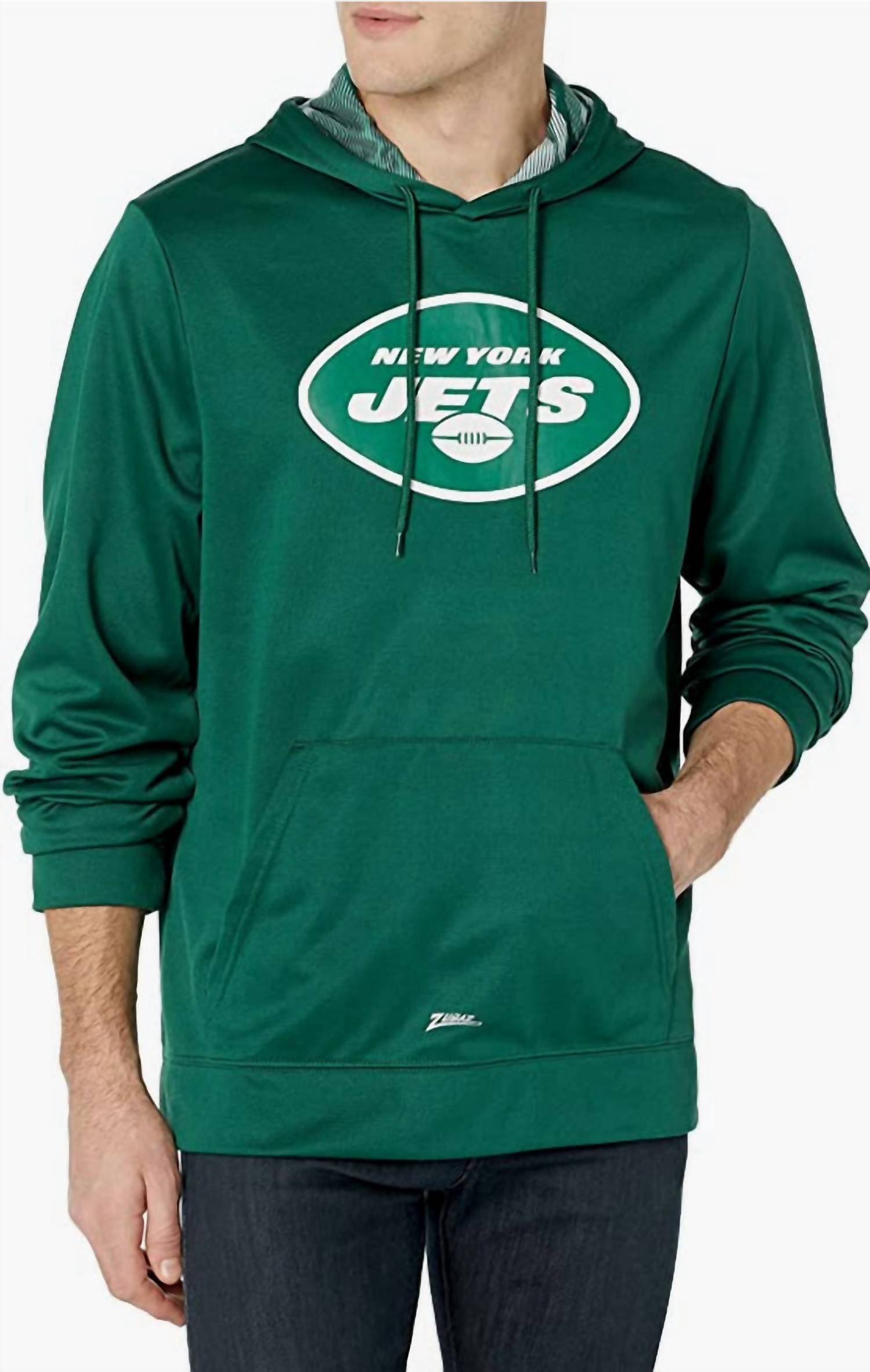 Zubaz - NEW YORK JETS NFL TEAM COLOR HOODIE WITH CAMO LINER