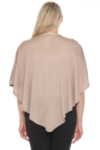 Joseph Ribkoff Metallic Sweater Knit Poncho Top in dune gold - women's sweater - alternate view