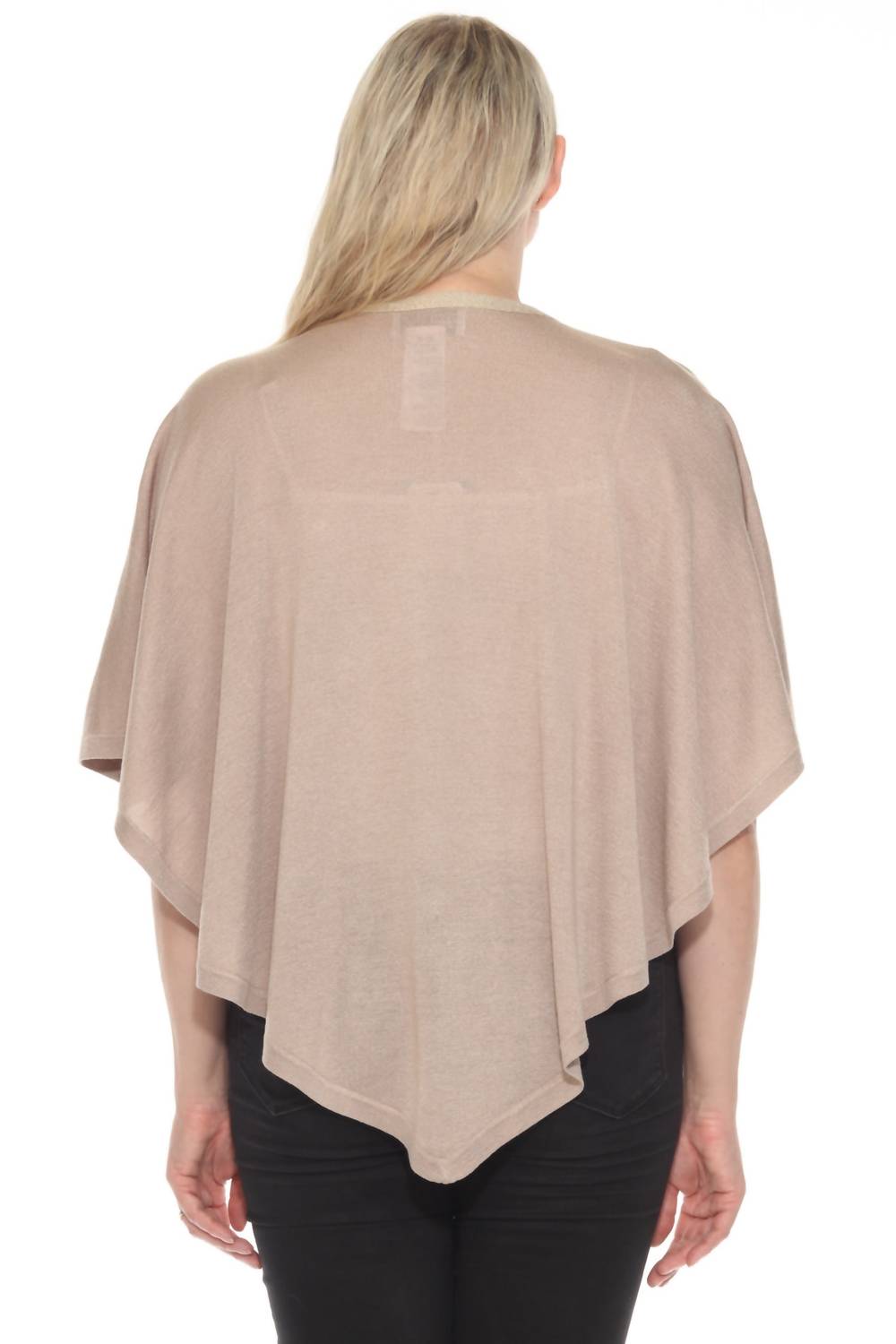 Joseph Ribkoff Metallic Sweater Knit Poncho Top in dune gold - women's sweater - alternate view