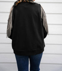 Fantastic Fawn - Fringe Cold Shoulder Knit Sweatshirt