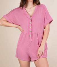 Very J - Two Tone Ribbed Knit Comfy Casual Romper