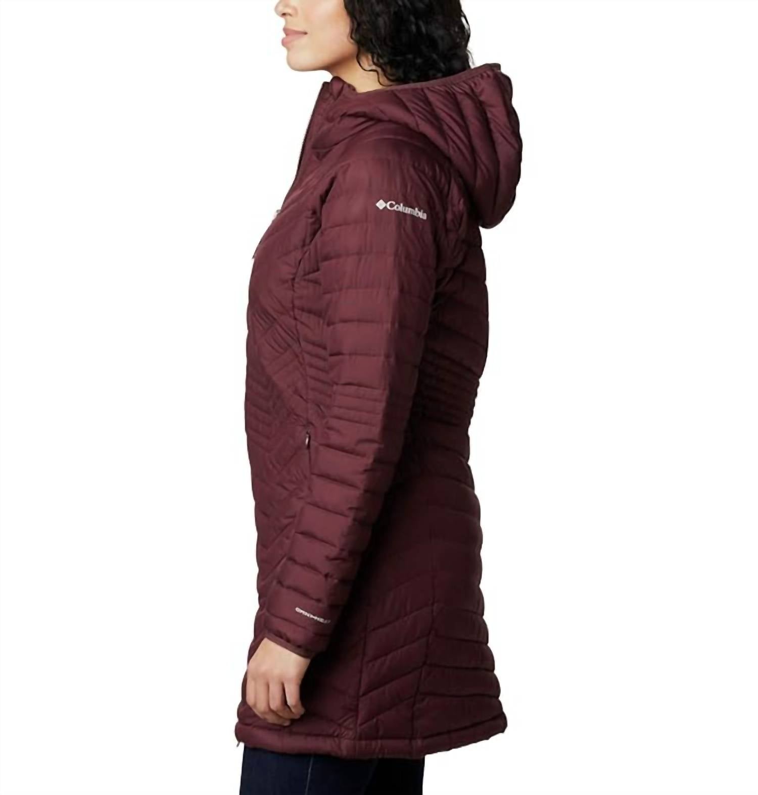 Columbia Powder Lite Mid Quilted Hooded Puffer Jacket in malbec - women's jacket - alternate view