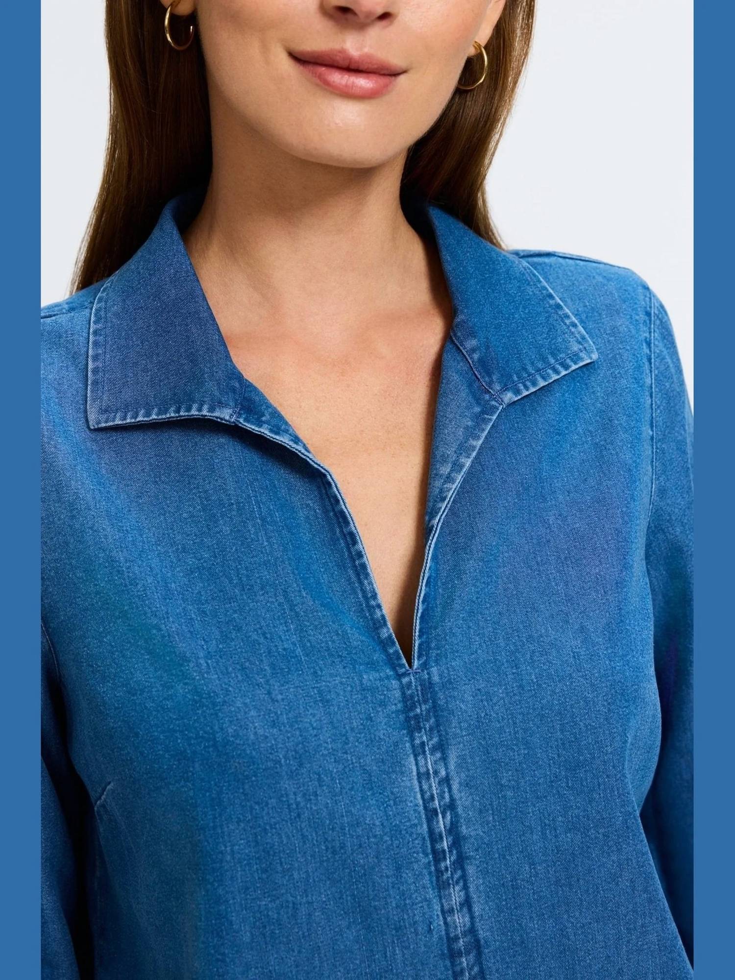 Foxcroft - Agnes Chambray Popover Top