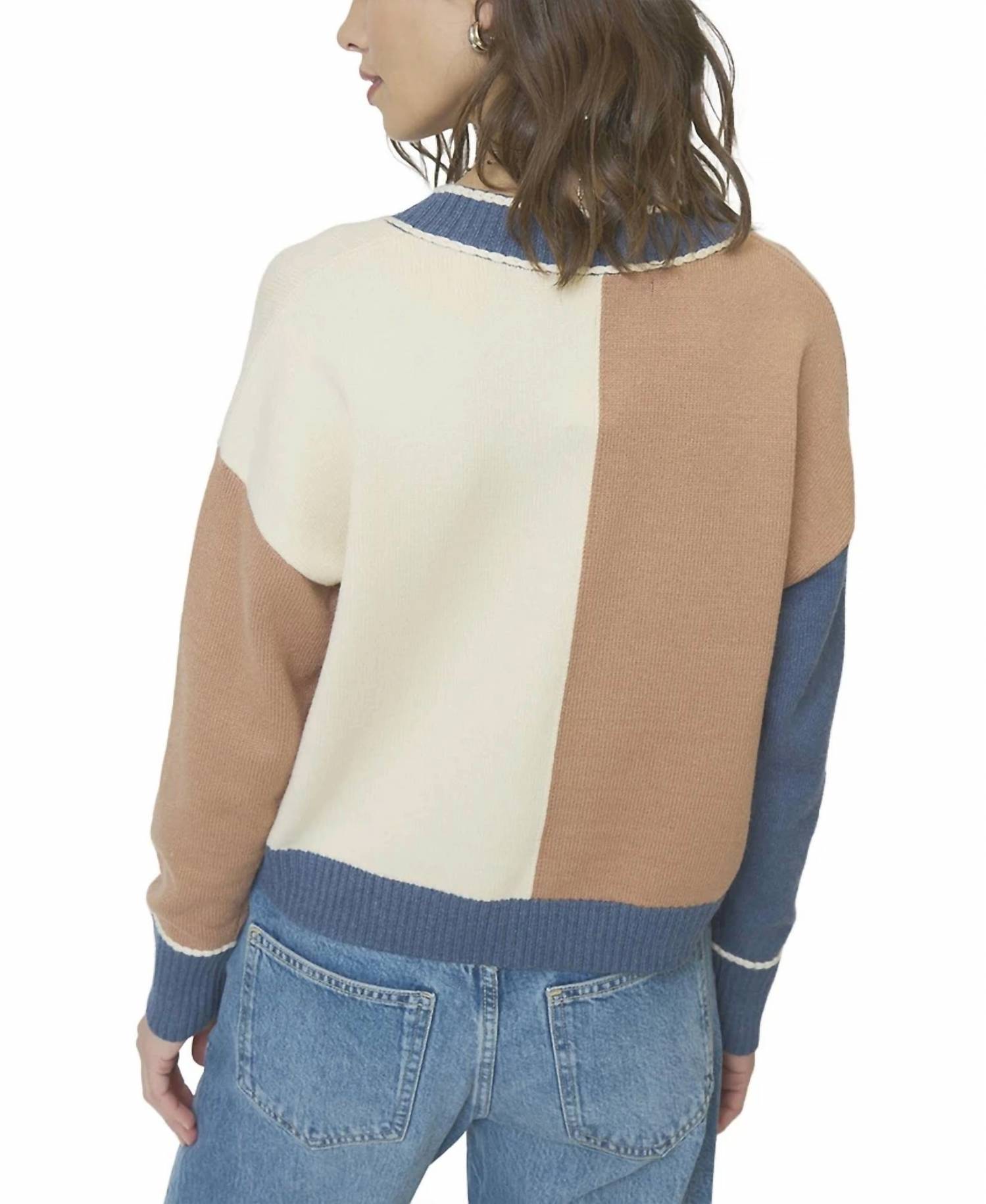 Central Park West - Myra Color Blocked Vneck Sweater