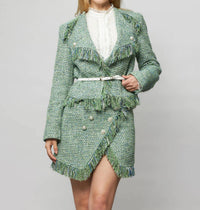 Solgo Atelier - Cora Fringed Tweed Bouclé Moto Jacket