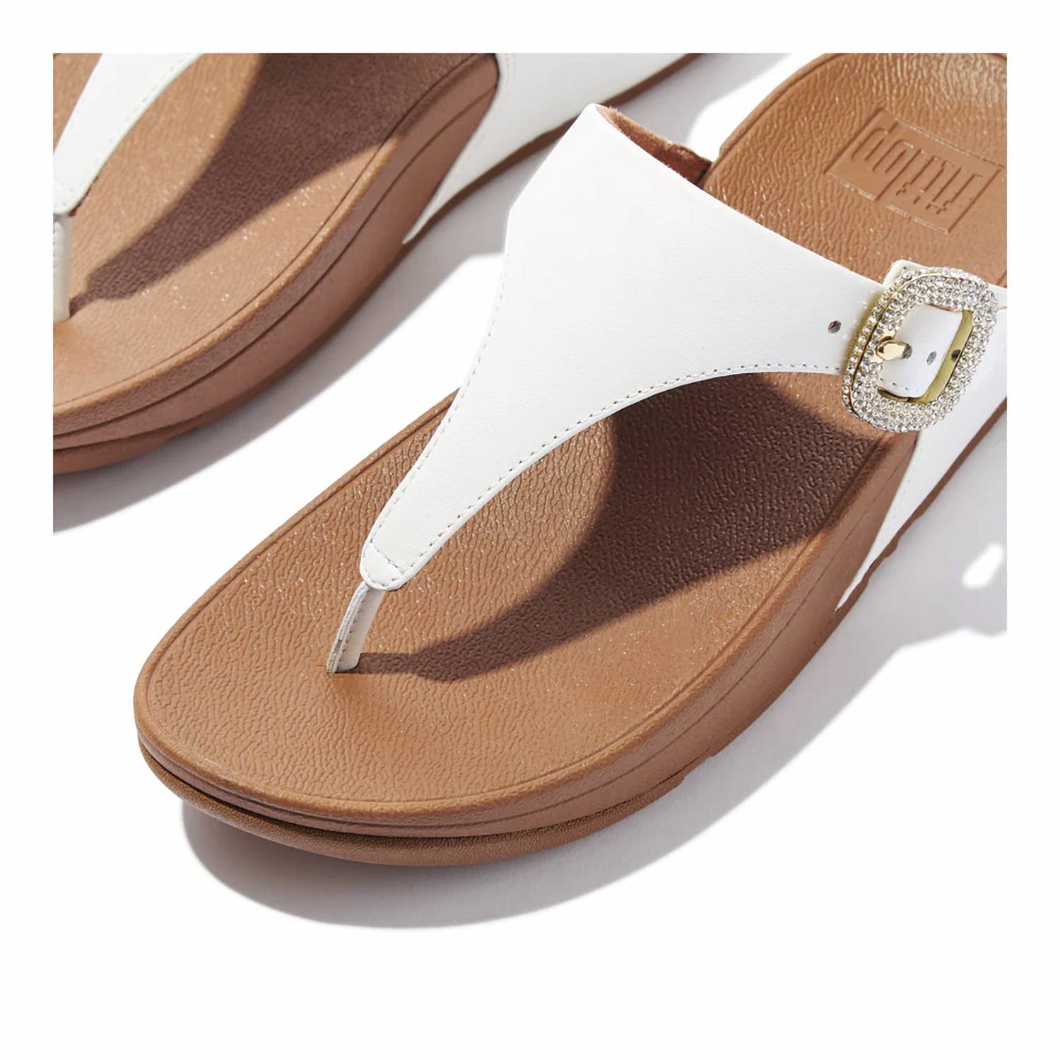 Fitflop - Women's Lulu Crystal Buckle Leather Toe Post Sandals