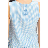 HYFVE Gingham Checkered Sleeveless Top And Skort Set in blue - women's sleepwear - view 7