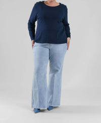 Nic + Zoe - Long Sleeve Button Shoulder Top - Plus Size