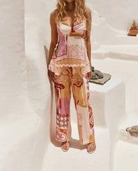 Unknown - Printed Peplum Top And Pant Set