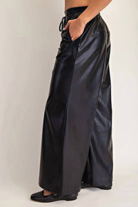 Ee:Some - Pleather Tie Waist Pants