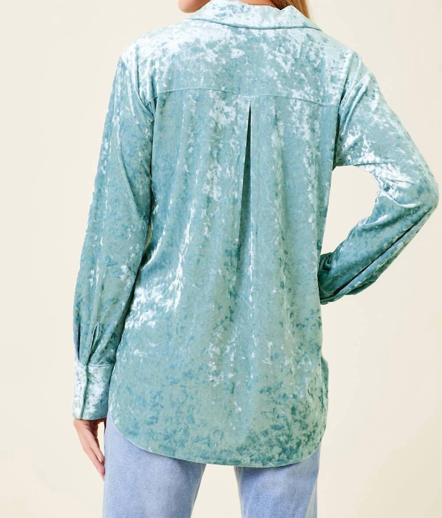 Mystree - Bubbly Button Down Velvet Shirt