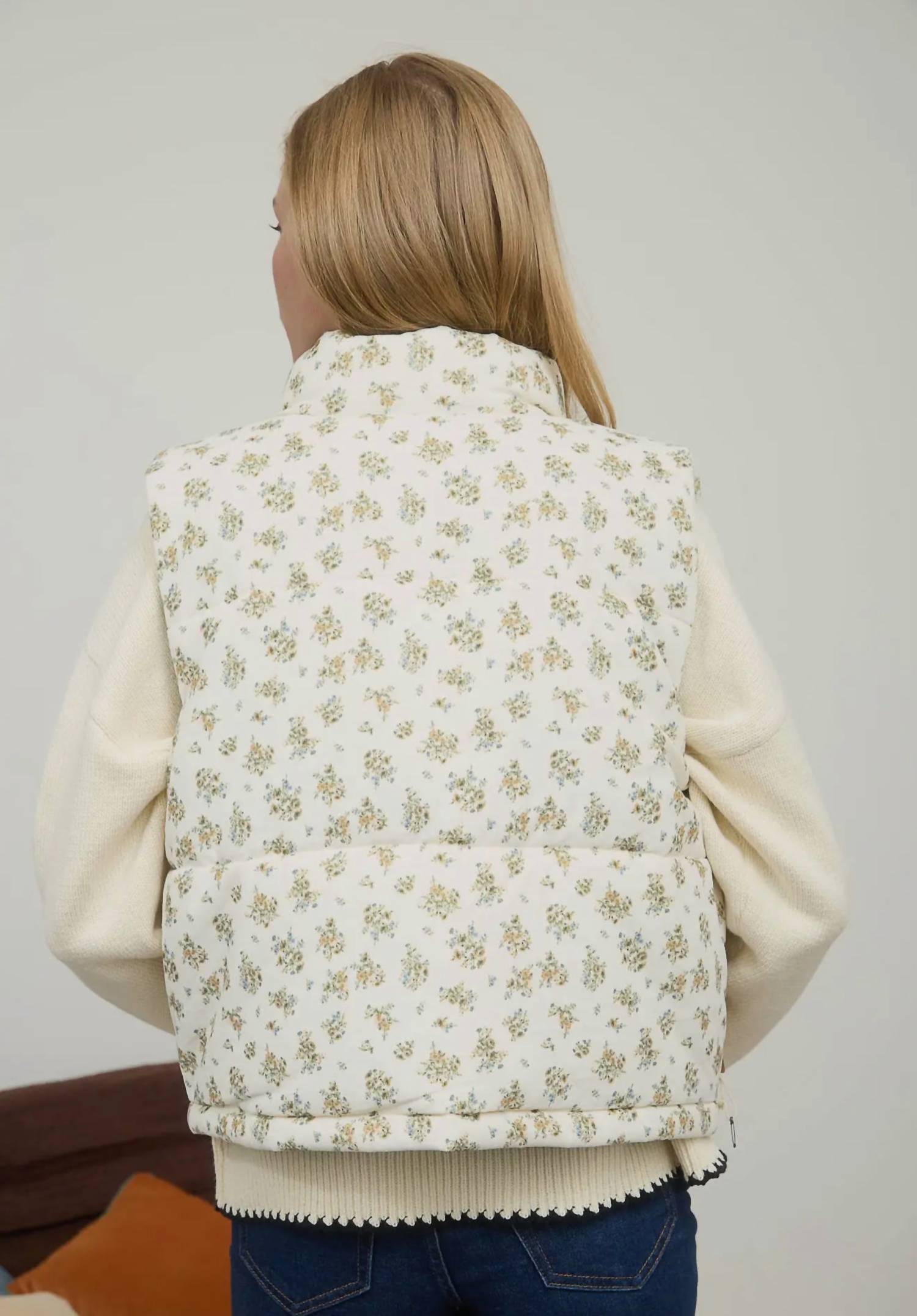 Blu Pepper - Floral Zip Up Puffer Vest