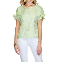 Jade - Shirred Sleeve Crop Top