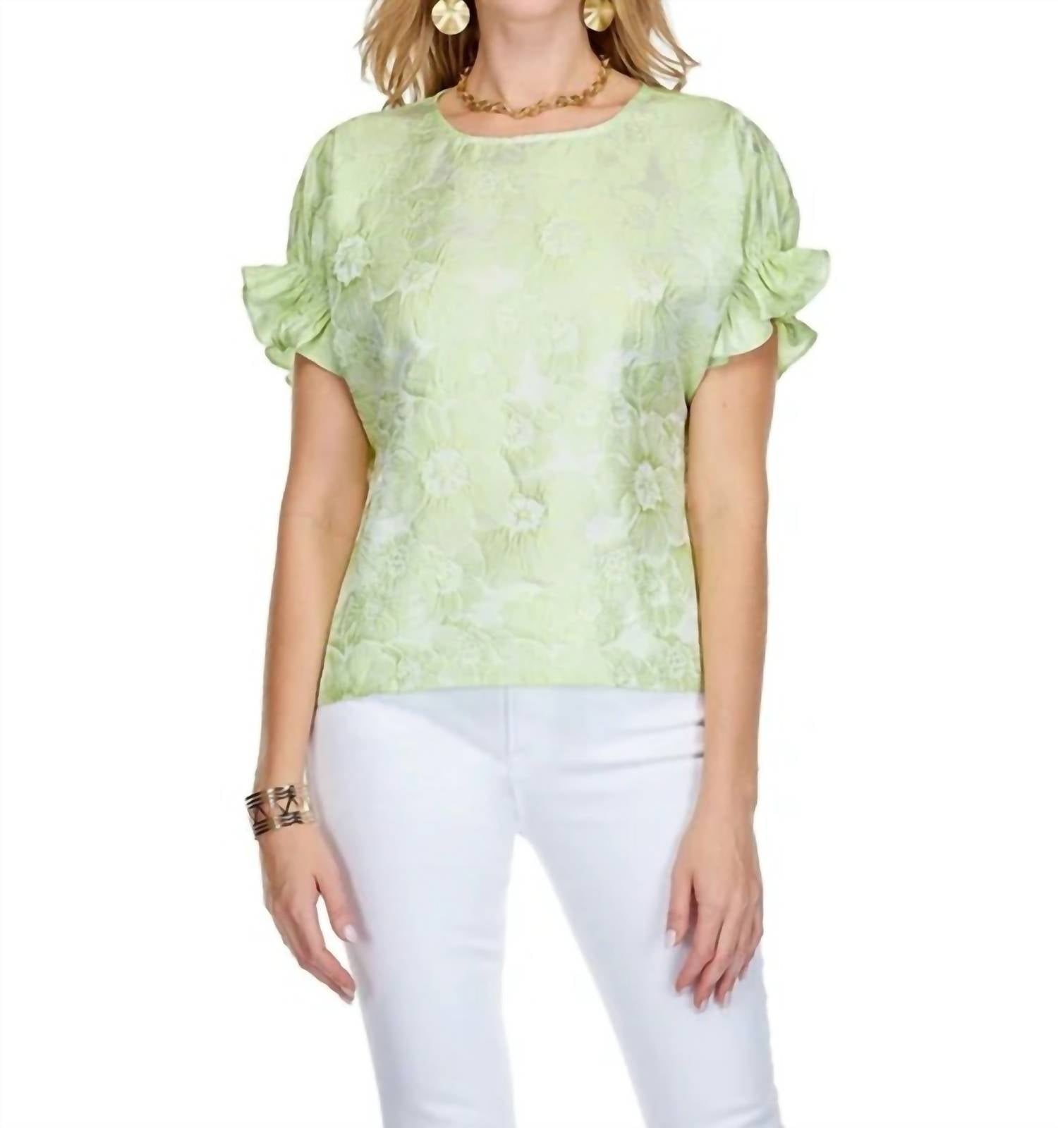 Jade - Shirred Sleeve Crop Top