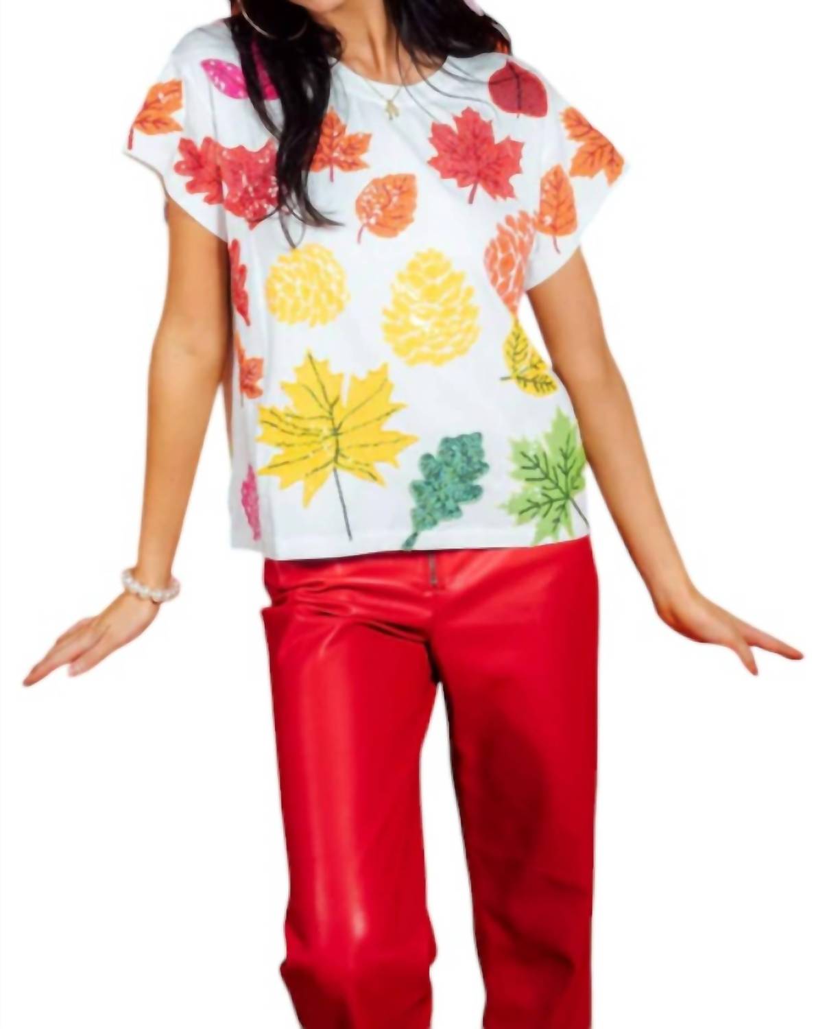 Queen Of Sparkles - Fall Leaves Tee Top