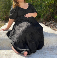 Polagram - Textured Tiered Puff Sleeve Midi Dress