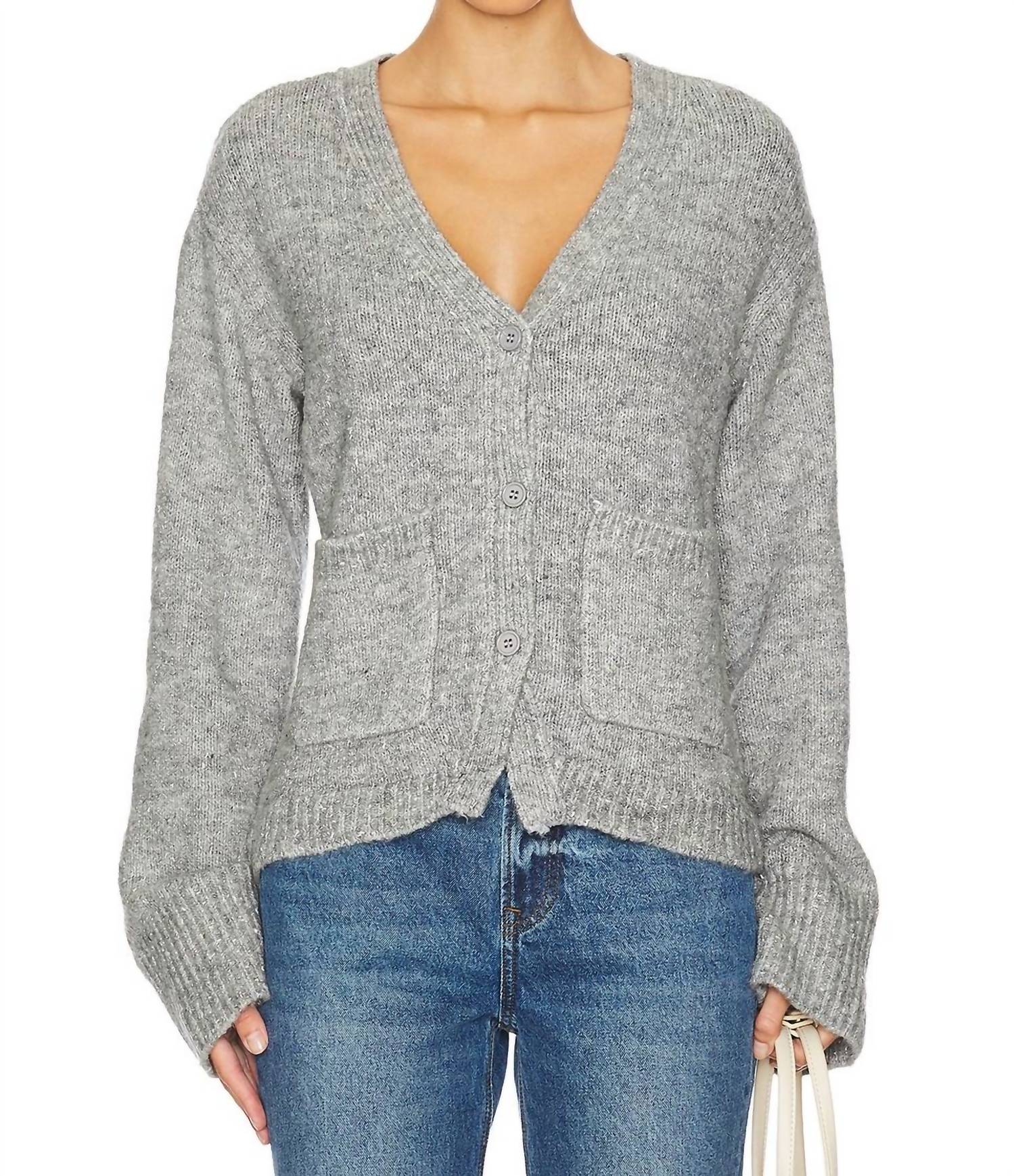 STEVE MADDEN Odelia Cardigan Sweater in heather grey - women's cardigan