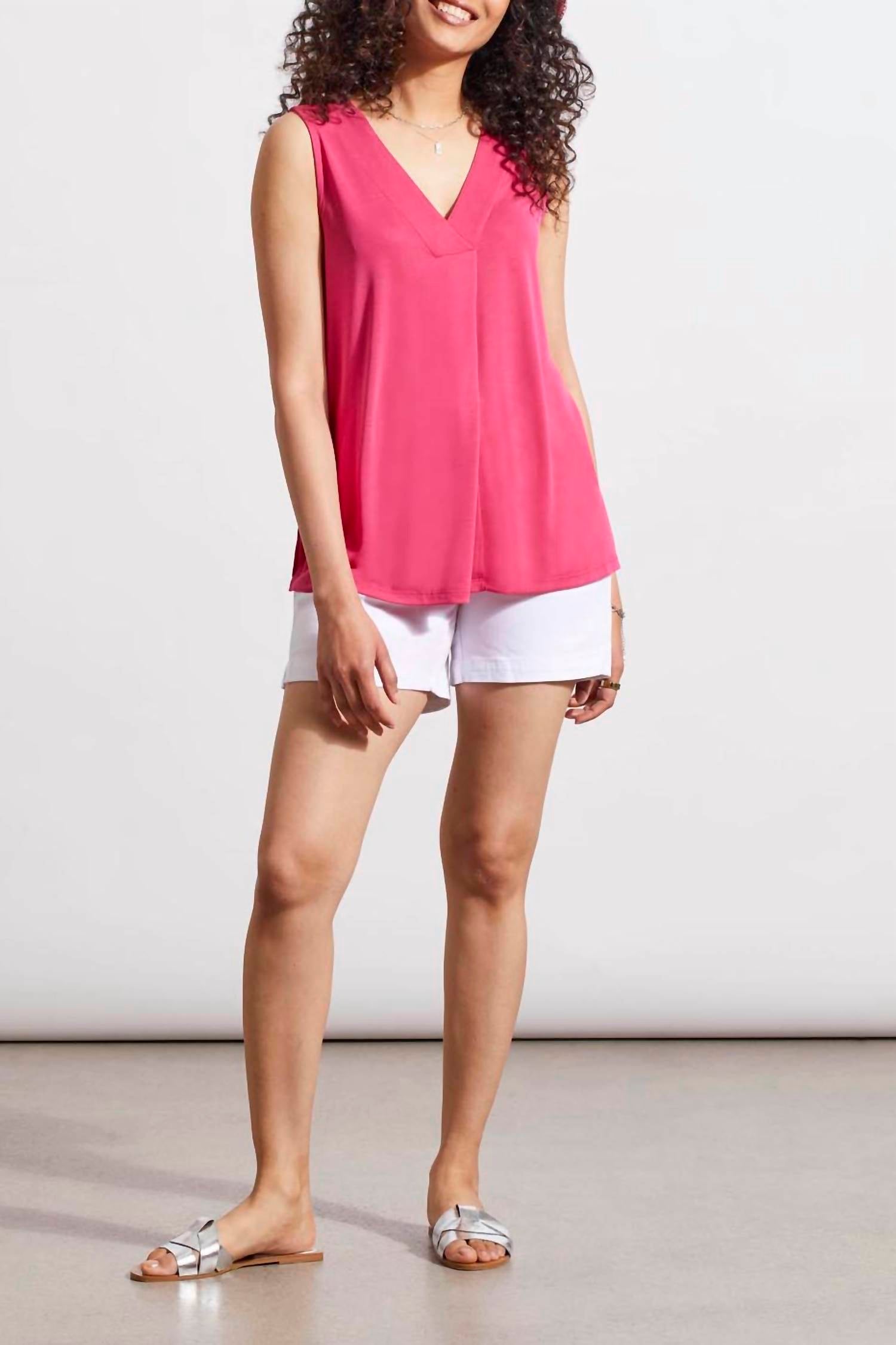 Tribal - Front Pleat V-neck Modal Top