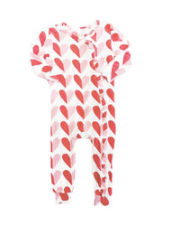 PINK CHICKEN Girls' Ruffle Bamboo Romper in pink half hearts - kids' item