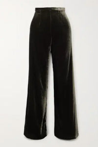 Le Kasha San Polo Velvet Wide-leg Pants in olive - women's pants - alternate view