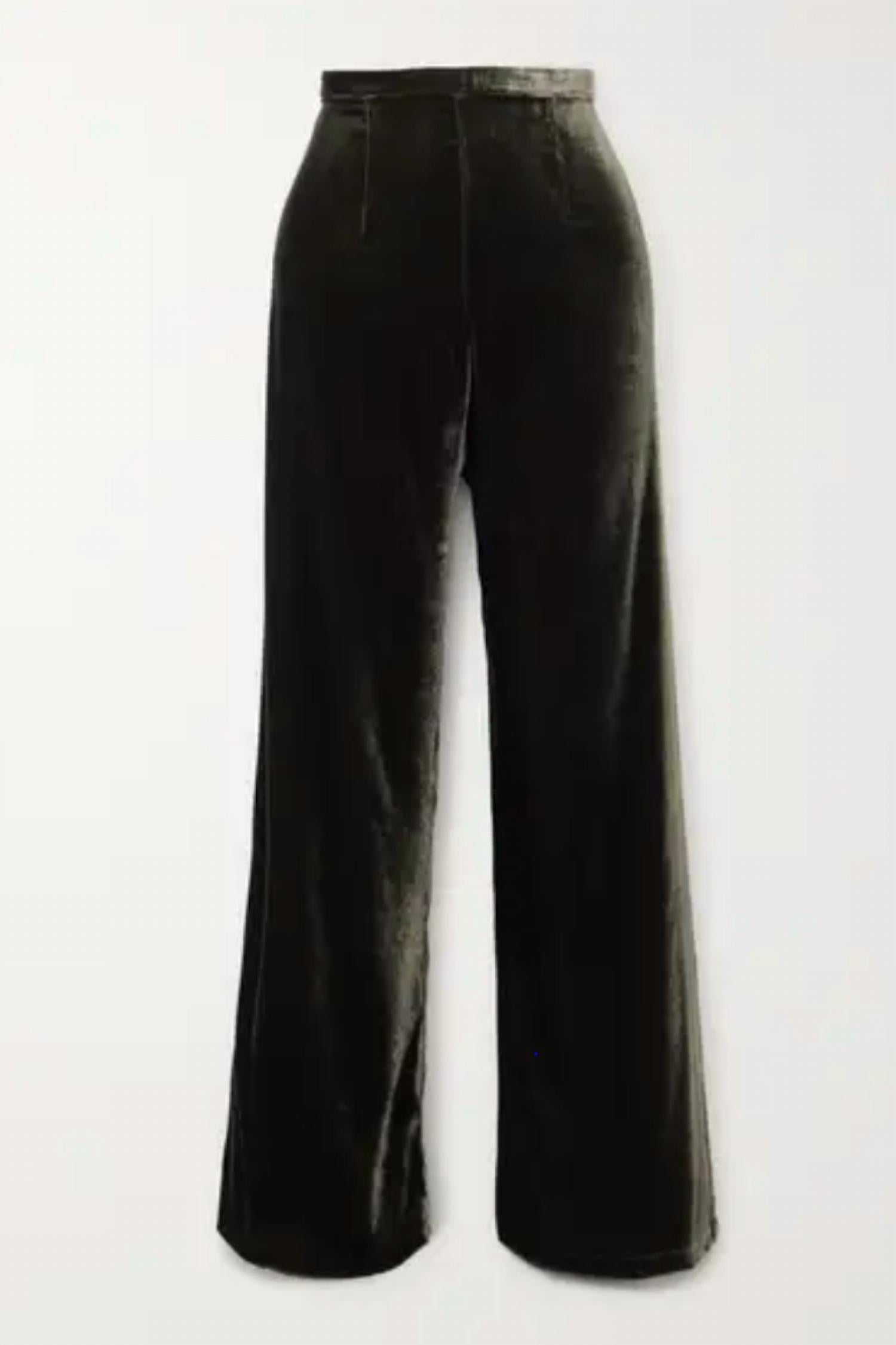 Le Kasha San Polo Velvet Wide-leg Pants in olive - women's pants - alternate view