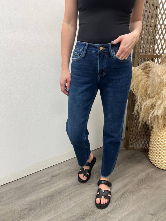 Vervet By Flying Monkey - High Rise Raw Hem Ankle Straight Jeans
