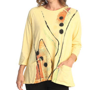 Jess & Jane - Tik Tak Mineral Washed Patch Pocket Cotton Top - Plus