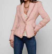 L'Agence Kaisley Tweed Blazer in dusty pink - women's jacket