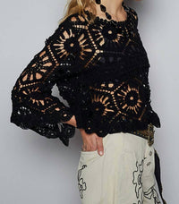 Pol - Round Neck Crochet Cropped Top