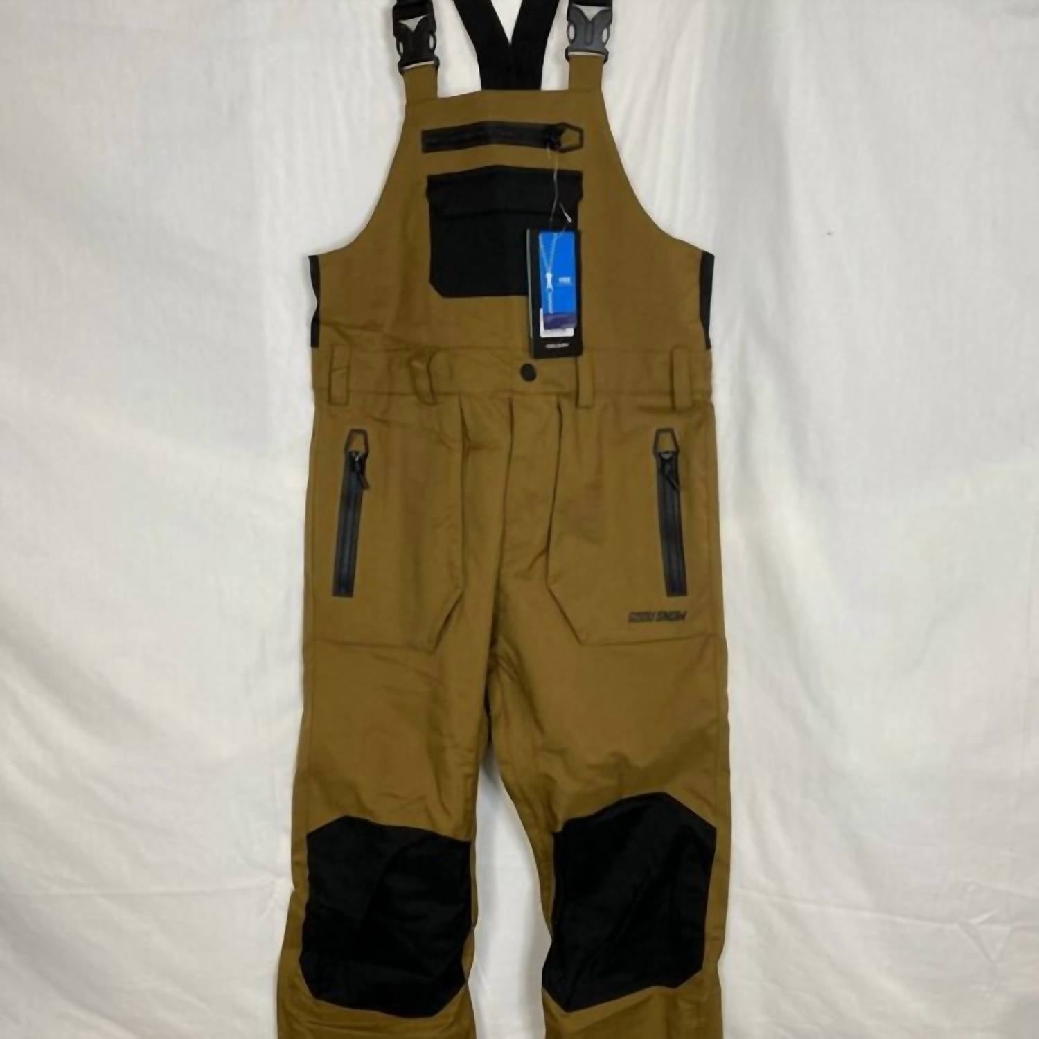 Gsou Snow Men’s Relaxed Fit Snow Bibs With Knee Reinforcements in brown - men's pants
