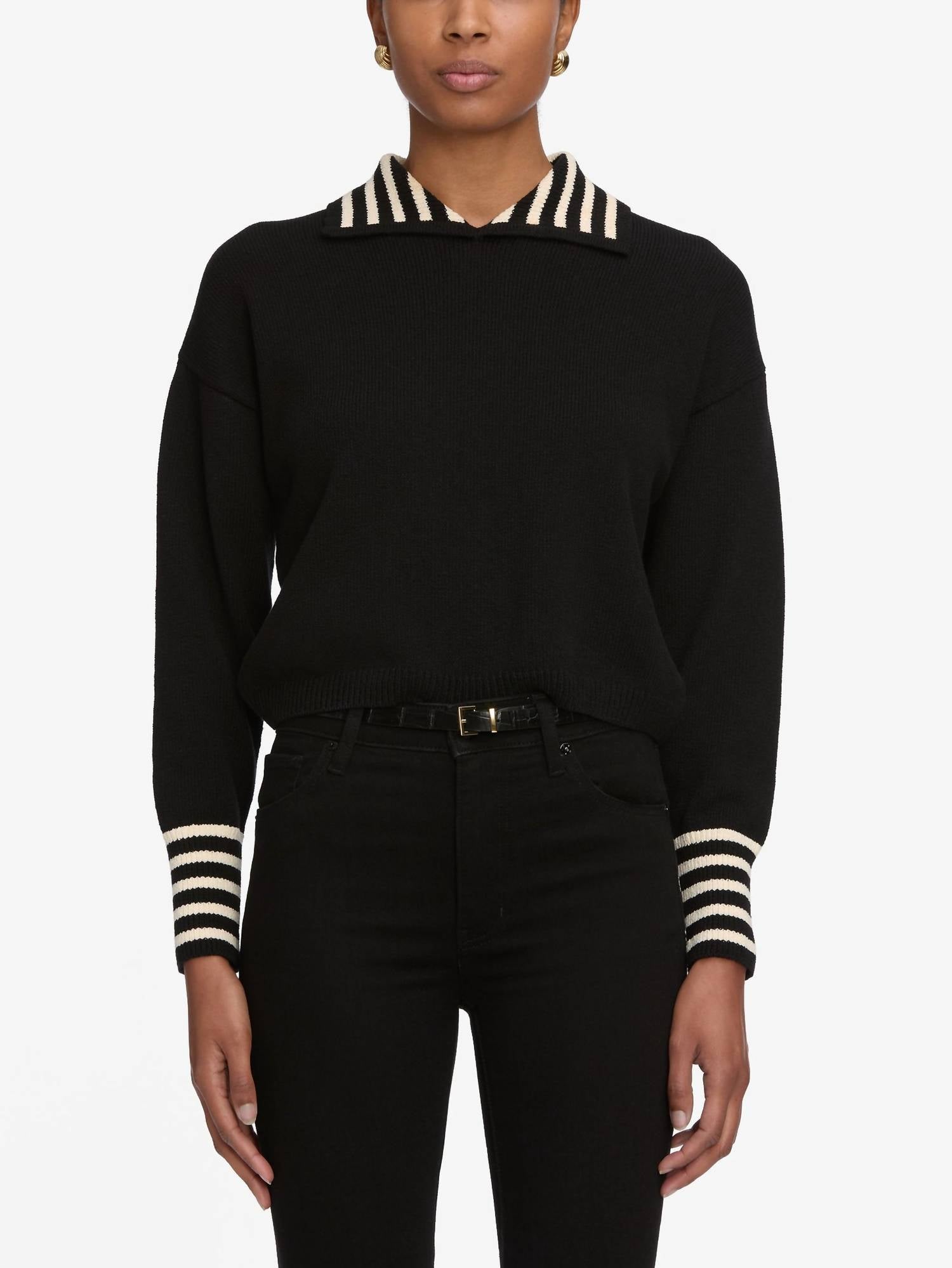 FRAME The Sailor Pullover in black - women's sweater
