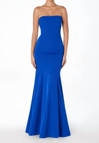 Ladivine Lace-up Strapless Long Prom Dress in royal - women's dress