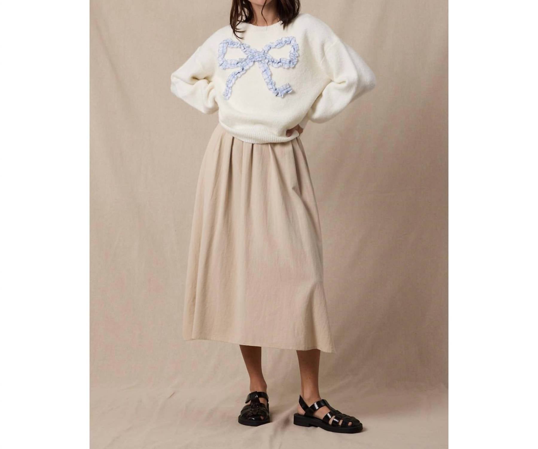 Wishlist - Plaid Bow Brushed Sweater