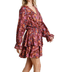 Umgee - Floral Border Print Layered Dress