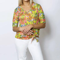 Sno Skins - Printed Crinkle Mesh V-neck Top