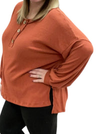 White Birch - Faux Button Henley Sweater