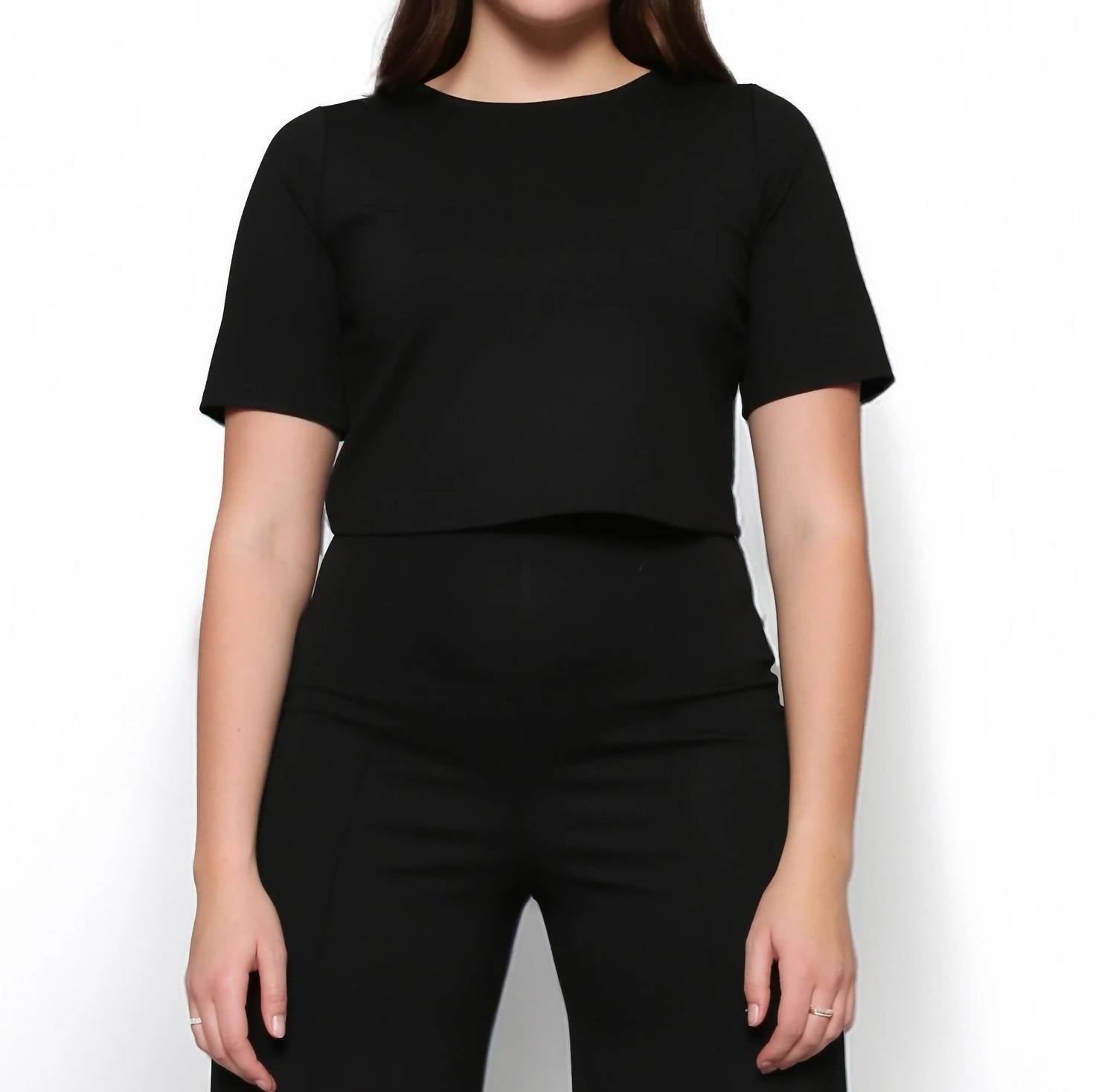 RIPLEY RADER Ponte Short Sleeve Top in black - women's shirt - view 5