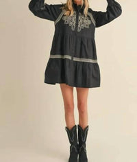 &Merci - Women's Embroidered Button Down Mini Dress