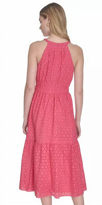 VINCE CAMUTO Tie-neck Sleeveless Tiered Dress in pink - women's dress - alternate view