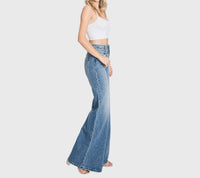 Petra153 - Women's Vintage High Waisted Stretch Wide Leg Jeans