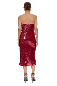LUCY PARIS Atlanta Strapless Sequined Dress in red - women's dress - alternate view