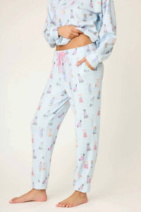 PJ Salvage Doggone Cold Banded Lounge Pant in blue haze - women's pants - detail view
