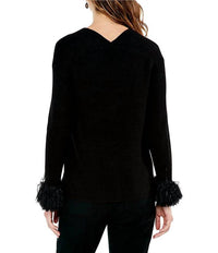 Nic + Zoe - Nova Nightfall Button Down Sweater Cardigan With Fringe Sleeves