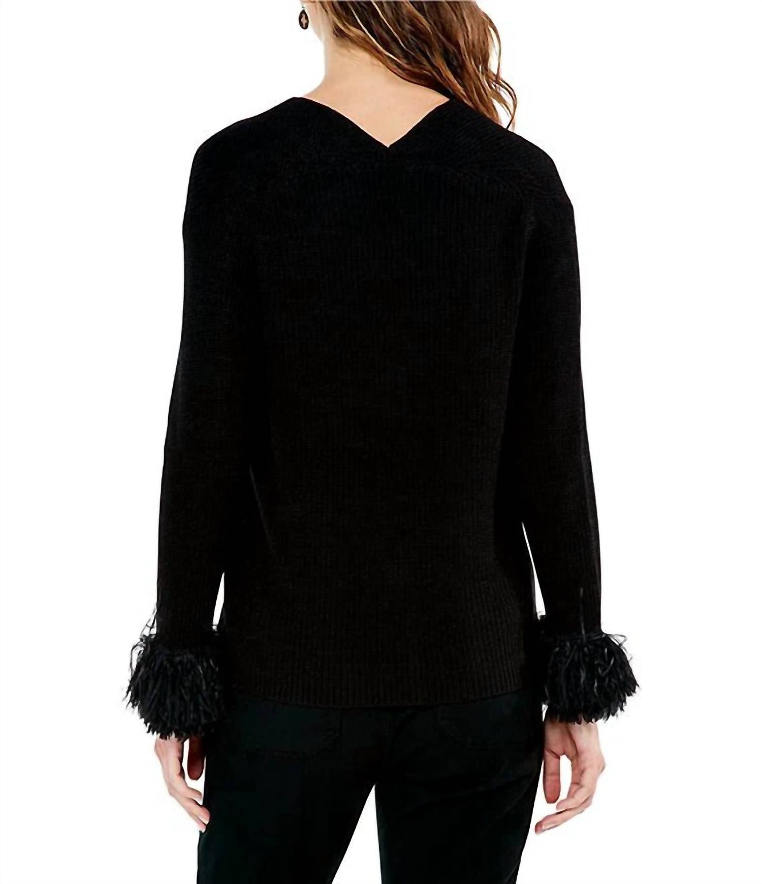 Nic + Zoe - Nova Nightfall Button Down Sweater Cardigan With Fringe Sleeves