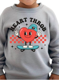 The Countryside Cottage Boy's Heart Throb Sweatshirt in gray - kids' shirt - detail view