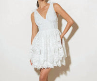 Flying Tomato - Lace Tie V Neck Mini Dress